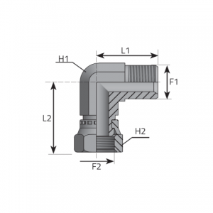 90° Adapter metric male – metric swivel female. (LMM..FGM)